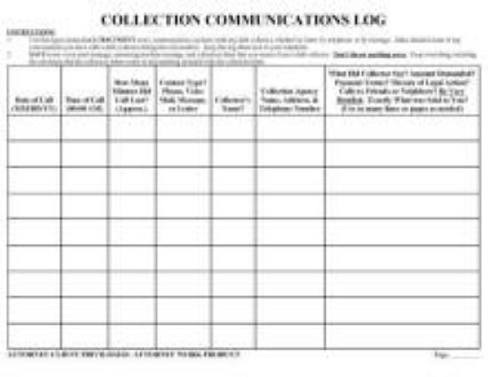 Collection Communications Log